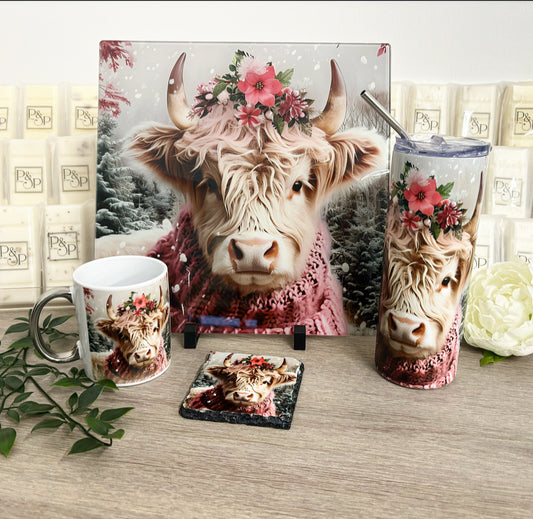 Highland Cow Bundle (Splashback, Tumbler & Mug and Coaster)