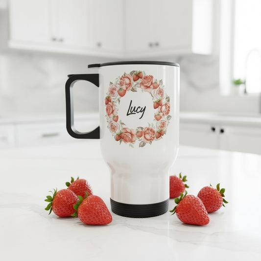 Strawberry Wreath 14oz Travel Mug