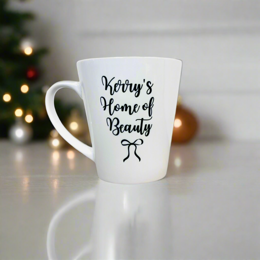 “Any words” Black Bow Mini Initial Latte Mug