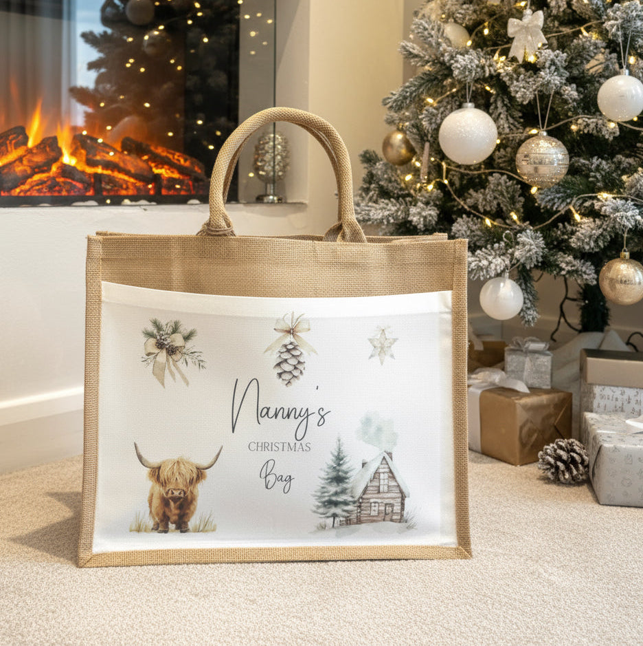 Christmas Eve Tote Bag - Highland Cow