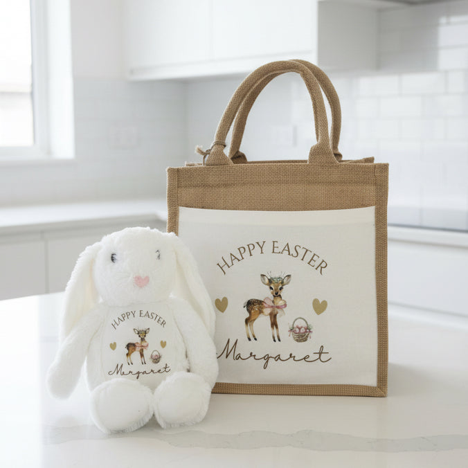 Spring Deer Teddy and Tote bag Bundle
