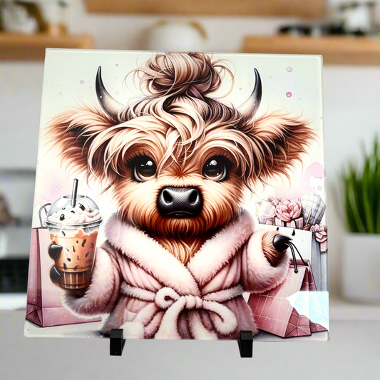 Sassy Highland Cow 30cm Chopping Board