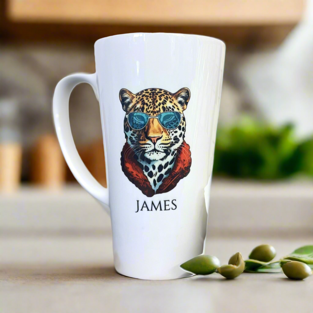 New Latte Leopard Ceramic Mug 17oz inc Box