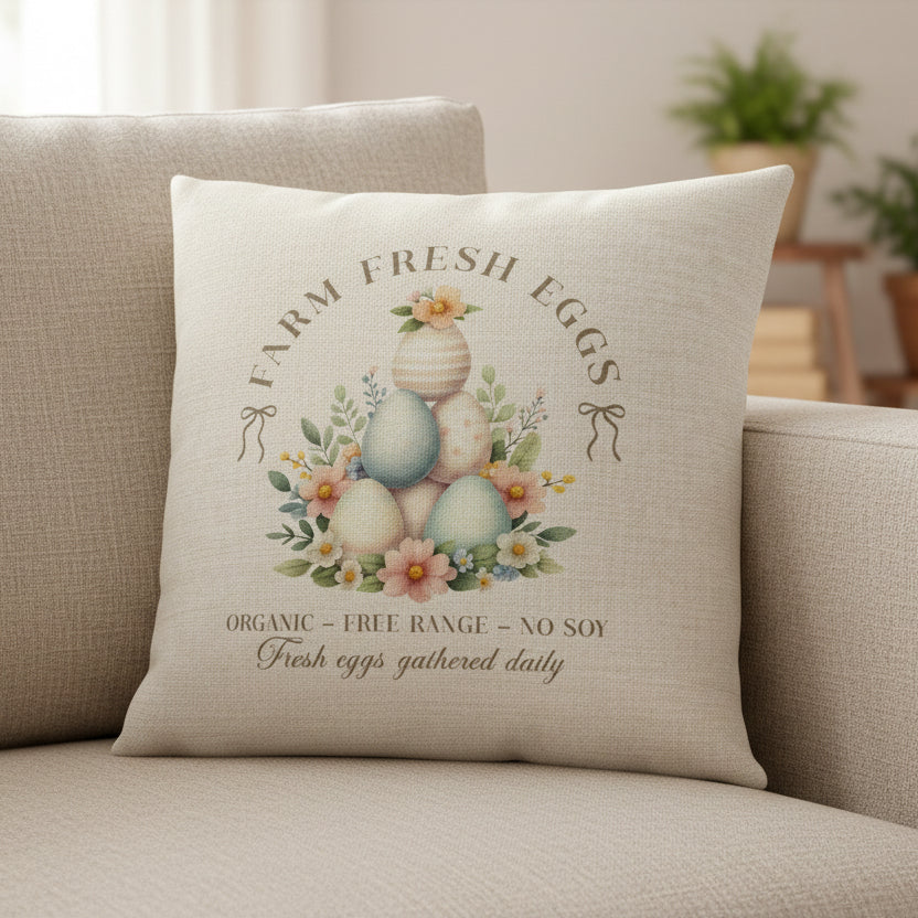 Vintage Spring Eggs Design Cushion