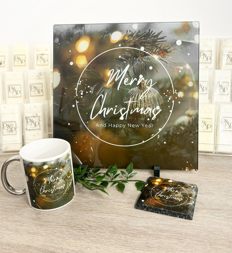 Dark Merry Christmas and A Happy New Year Bundle (Splashback & Mug and Coaster)