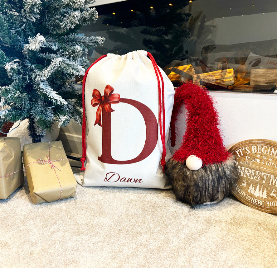 Initial Bow Santa Sack