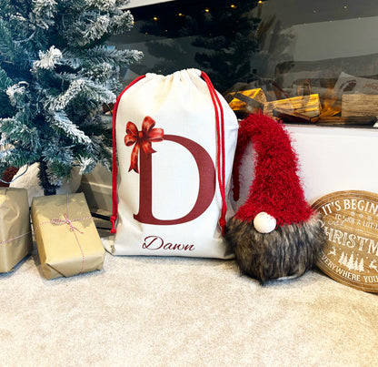 Initial Bow Santa Sack