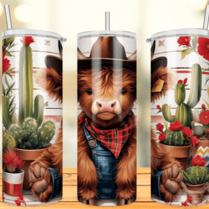 Highland Cow Tumbler Cow Boy