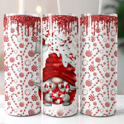 Red Candy Cane Gonk Skinny Tumbler 600ml