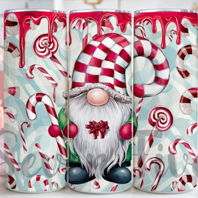 Red and Blue Candy Cane Gonk Skinny Tumbler 600ml