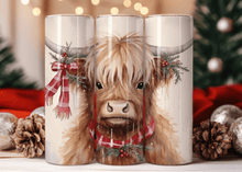 Highland Cow Christmas Tartan Scalf Skinny Tumbler 600ml