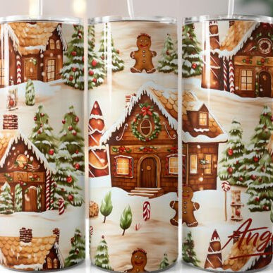Gingerbread Village Christmas Skinny Tumbler 600ml