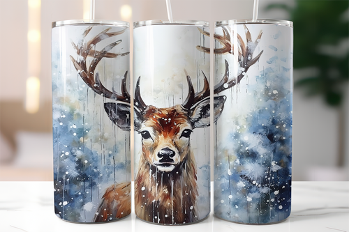 Blue Scene Stag Christmas Skinny Tumbler 600ml