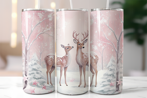 Mum & Baby Scene Stag/ Deer Christmas Skinny Tumbler 600ml