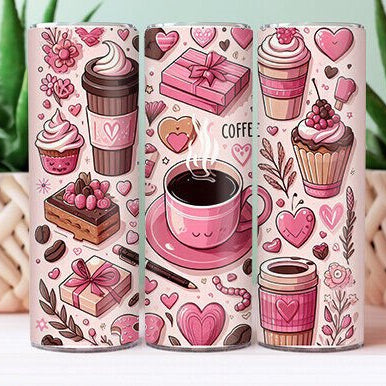 Pink Coffee Love Heart Tumbler