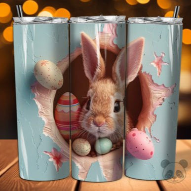 Highland Cow Blue Background Bunny Tumbler