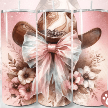 Cowboy Hat with Bow Skinny Tumbler