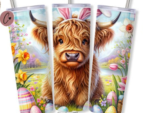 Highland Cow/ Easter Ears Skinny Tumbler