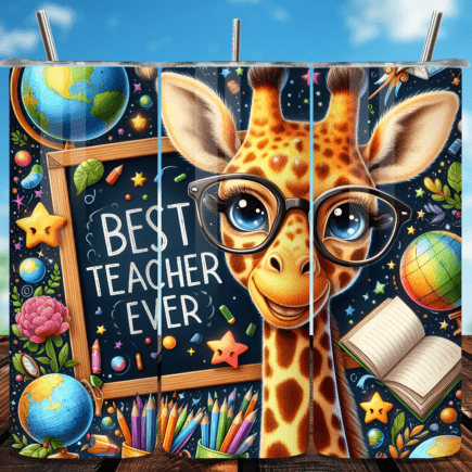 Giraffe Teacher Skinny Tumbler