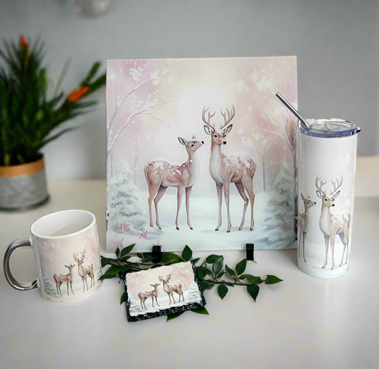Mum and Baby Reindeer Bundle (Splashback, Tumbler & Mug and Coaster)