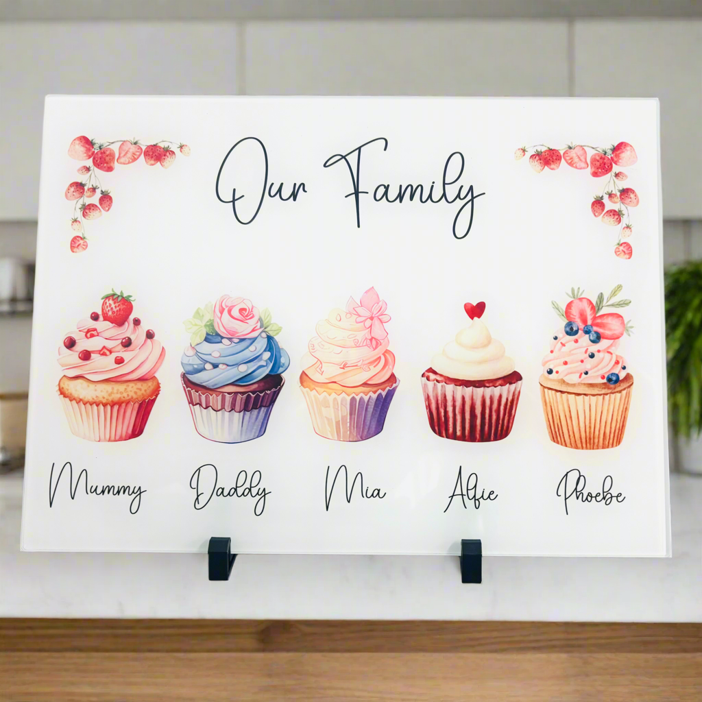 Cupcake Family - A3 Splashback / Choppingboard