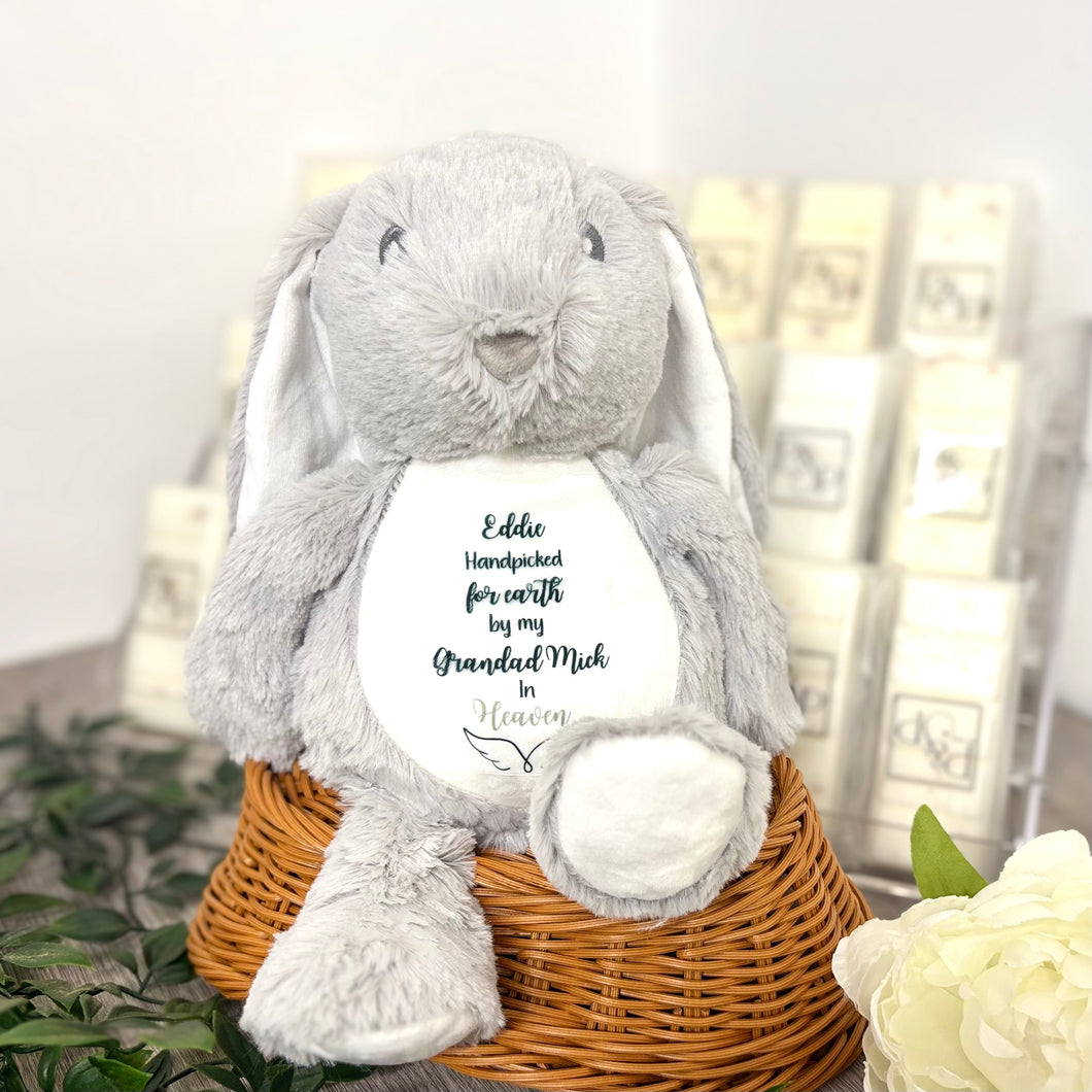 Floppy Rabbit Plush Teddy -“Handpicked for Earth” with Angel Wings