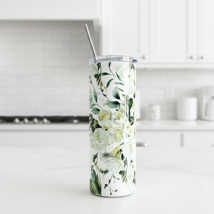 Green and White Named Tumbler
