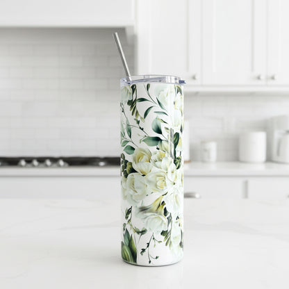Green and White Named Tumbler