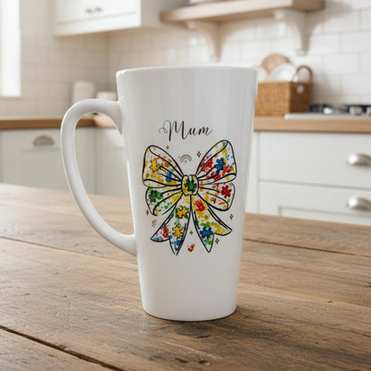 Latte Autism Bow Ceramic Mug 17oz