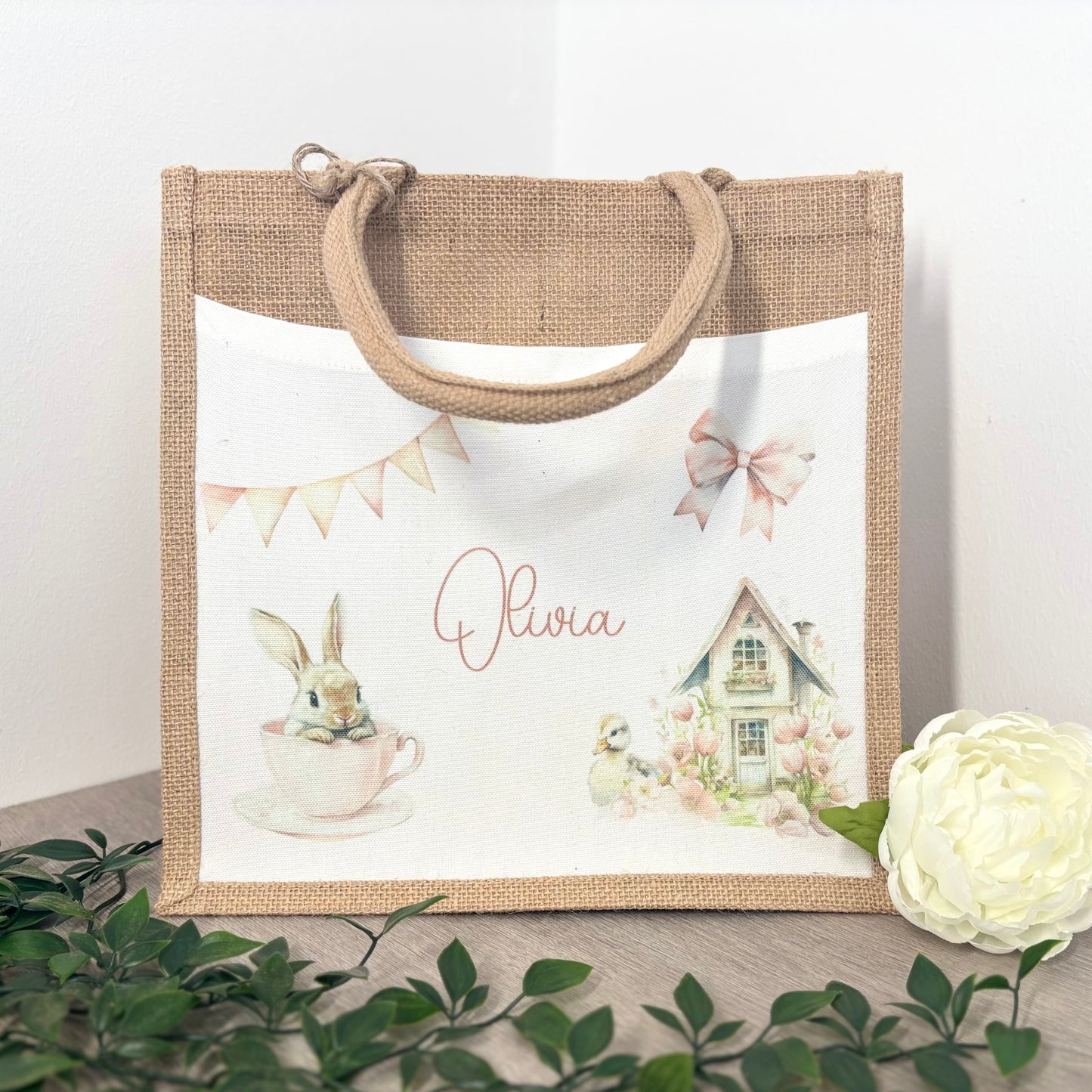 Easter Rabbit in Teacup Design Tote Bag