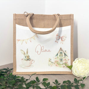 Easter Rabbit in Teacup Design Tote Bag