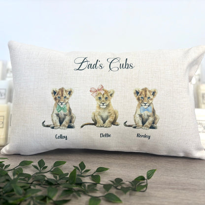 Daddy/Dad/Grandads Lion Cubs Filled Cushion