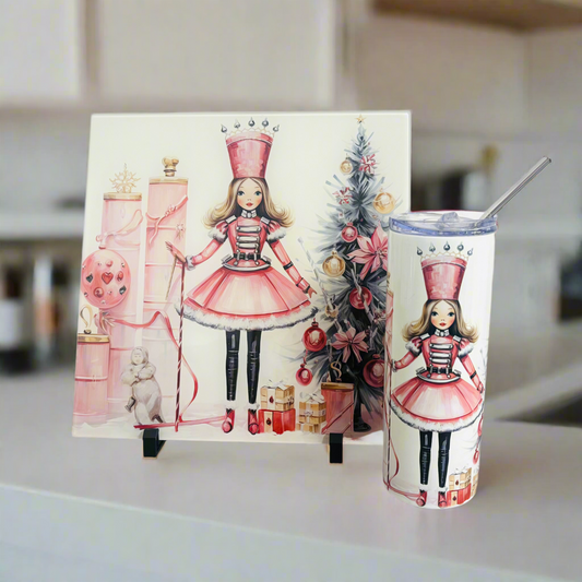 Pink Nutcracker Bundle (Splashback, Tumbler & Mug and Coaster)