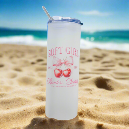 Frosted Tall Glass Tumbler Vintage 25oz Tumble