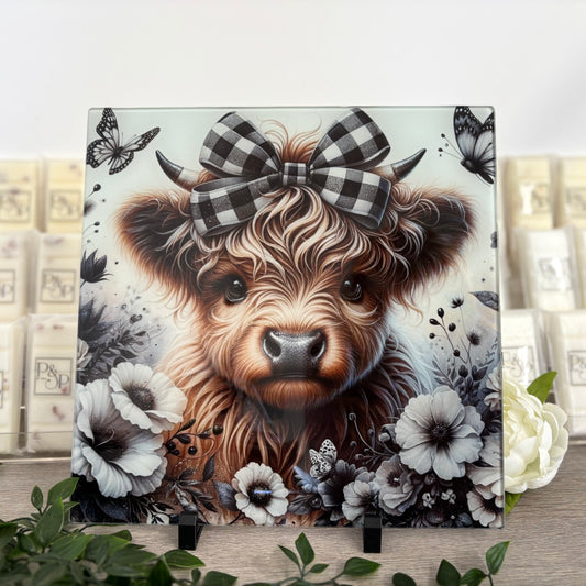 Black & White Highland Cow 30cm Chopping Board