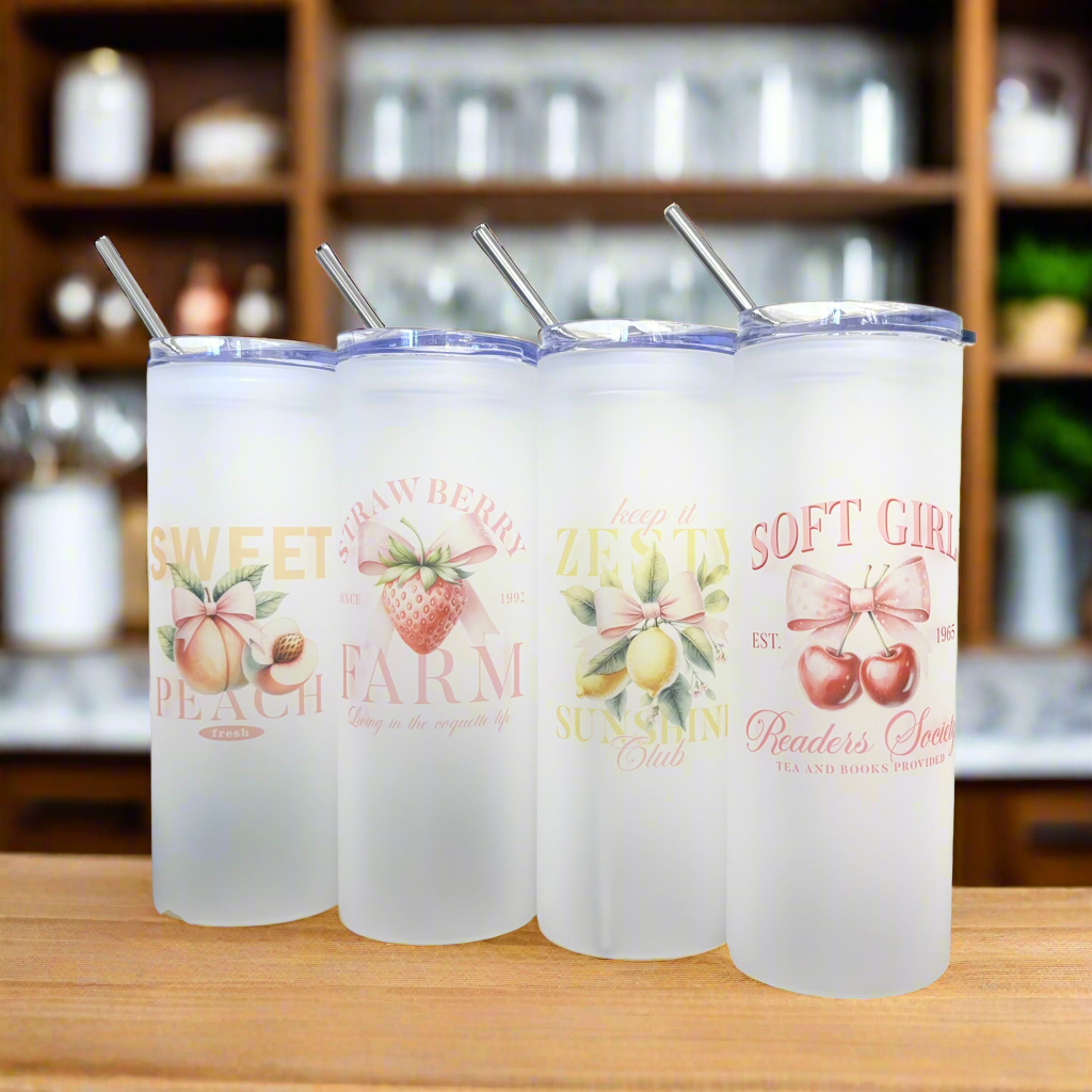 Frosted Tall Glass Tumbler Vintage 25oz Tumble