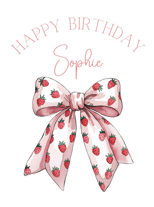 TESTER Birthday Sack Strawberry bow