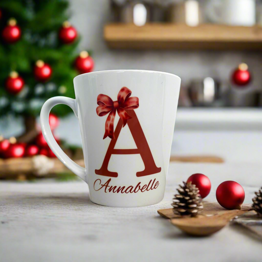 Red Bow Initial Mini Latte Mug