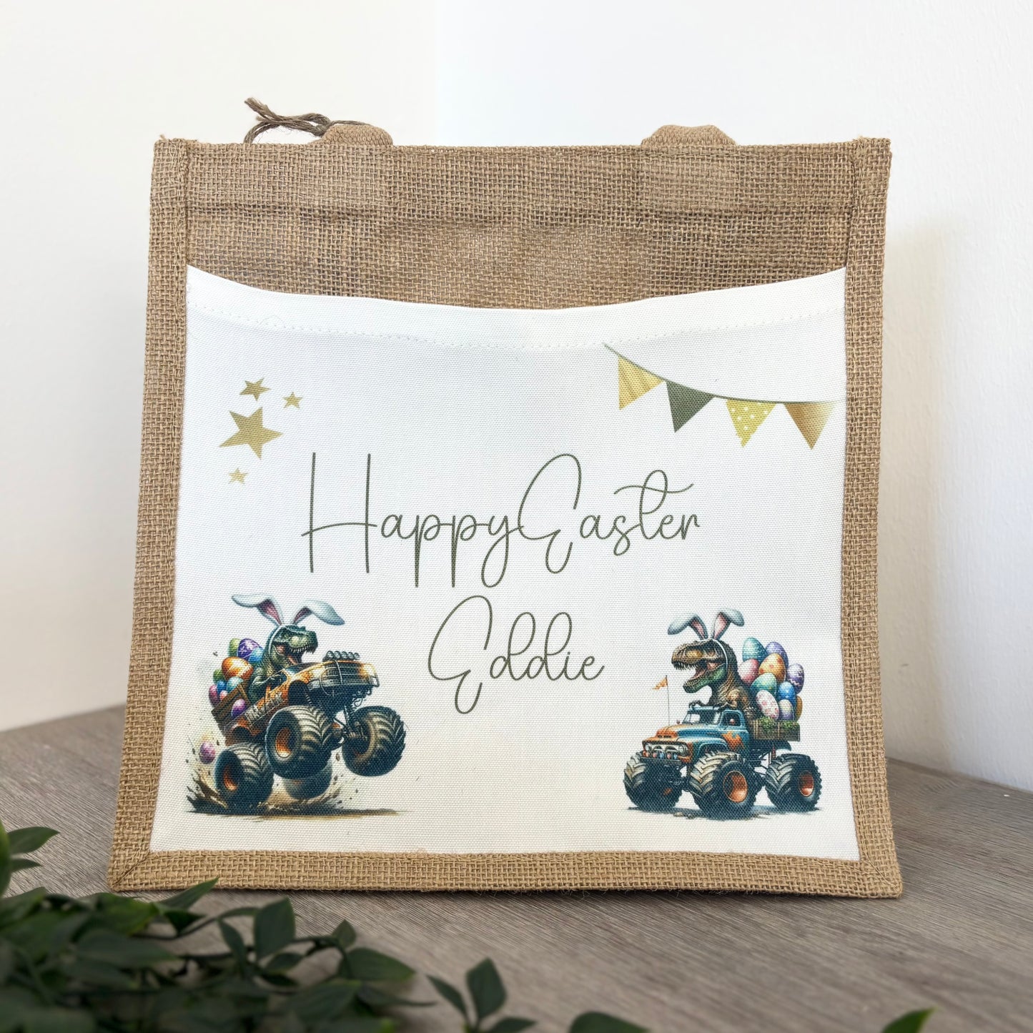 Happy Easter Monster Truck Design Tote Bag