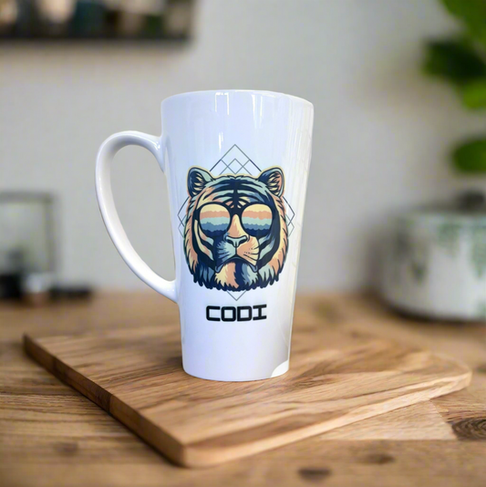 New Latte Ceramic Mug 17oz Tiger inc Box