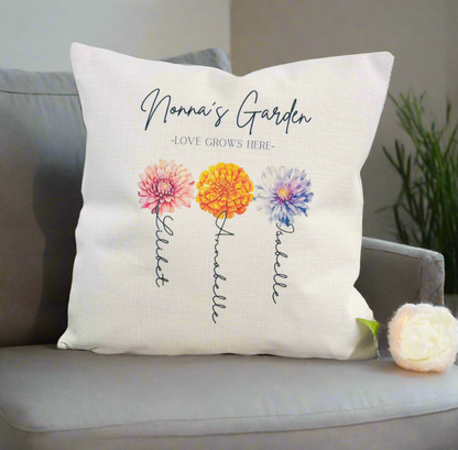 Love Grows Here - 40cm Filled Cushion (Don’t forget to leave us the name for who’s Garden this is)