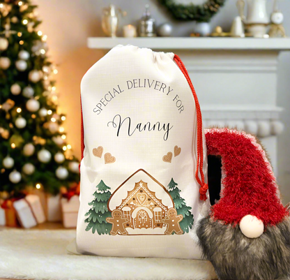 Santa Sack Gingerbread House with Gingerbread men