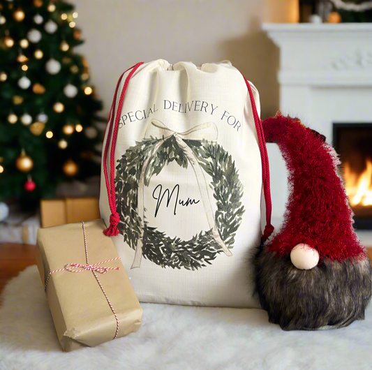 Santa sack Wreath and Bow