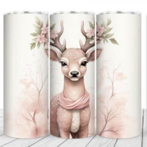 Neutral Scene Stag/ Deer Christmas Skinny Tumbler 600ml