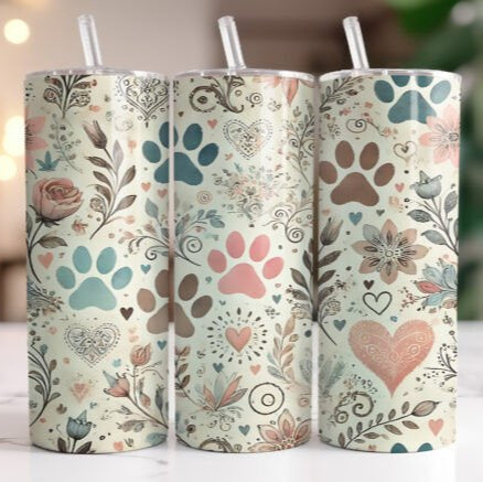 Paw and Flowers Tumbler