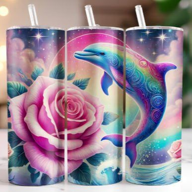 Dolphin / Rose Skinny Tumbler