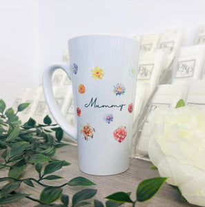 New Latte Ceramic Mug Flower 17oz inc Box