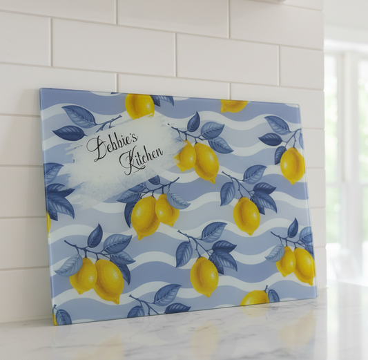 Lemons Blue A3 Chopping Board