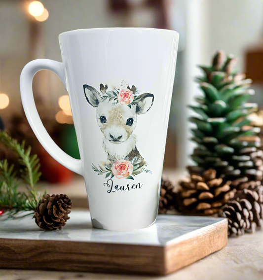 New Latte Ceramic Mug 17oz Reindeer inc Box