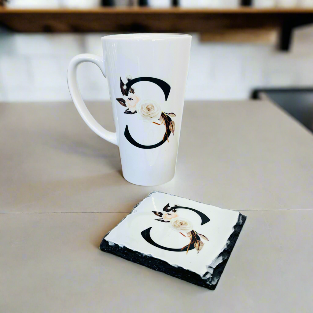Initial Latte Mug & Coaster Bundle